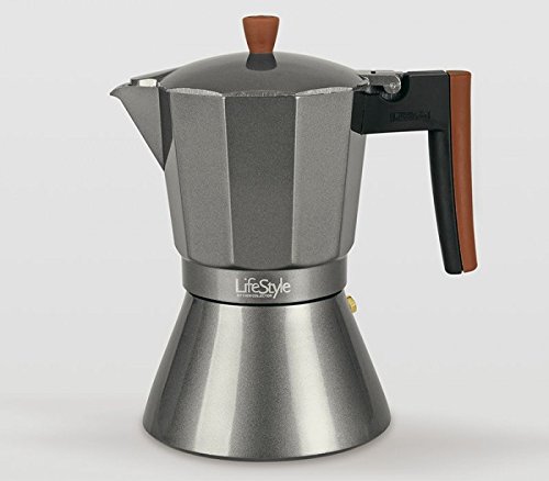 Life Style - Cafetera Express Buon Caffe Estilo Italiano - 9 Tazas - Aluminio Negro 