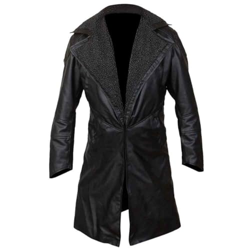 Ryan Gosling Blade Officer K Runner 2049 Jacket | Fur Collar Black Leather Trench Coat - Main Image