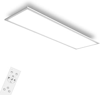 LED Deckenleuchte Flach 100x25cm Dimmbar Panel mit Fernbedienung 3000K–6500K Farbtemperatur, Memory Funktion, Timer & Schlafmodus, Energiesparende LED Deckenlampe für Wohnzimmer Schlafzimmer Küche