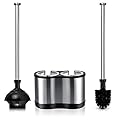 ToiletTree Products Modern Deluxe Freestanding Toilet Brush and Plunger Combo (Stainless Steel, Brush and Plunger Combo Set 4.5” x 9.75” x 18.5")