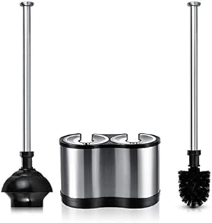 ToiletTree Products Modern Deluxe Freestanding Toilet Brush and Plunger Combo (Stainless Steel, Brush and Plunger Combo Set 4.5” x 9.75” x 18.5