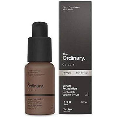 The Ordinary. Colours. Serum Foundation, Light Coverage, 3.3N Very Deep Neutral, 1 fl. oz. (30 mL)