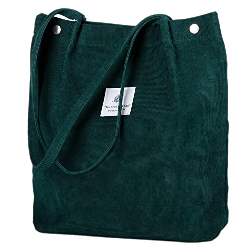 Image of Corduroy Tote Bag Cute Tote Bags for Women Shoulder Bag with Inner Pocket for Work Beach Travel and Shopping Grocery