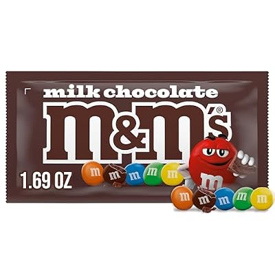 M&M'S Milk Chocolate Candy, Full Size 1.69 oz Bag, Pack of 36 Bulk Candy Chocolate
