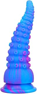 Consoladores realistas Dildos Monster Dildo Lesbian Anal Toys Tentacle Sucker Anal Plug Dilatador Pene Juguete sexual para mujeres adultas (Color azul-M)