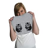 Womens Ask Me About My Kitties Flip T Shirt Funny Face Cat Mom Gift Cool Tee Crazy Dog Novelty Womens T-Shirts with Flip Design for Cat Lovers Soft Comfortable Funny Womens Tee Light Heather Grey XL