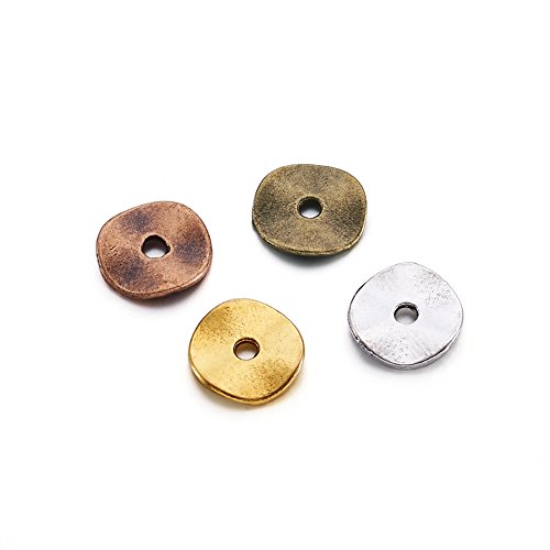 Kissitty About 420Pcs/Bag Tibetan 4 Colors Wavy Disc Beads 10X1Mm Flat Round Twist Spacers #TOP2