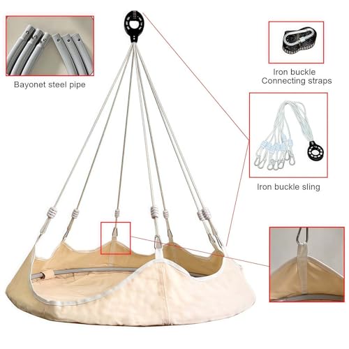 Wiszące gniazdo huśtawkowe 102 cm, tkanina Oxford, hamak, spodek, huśtawka, 120 kg, stabilna huśtawka na drzewo, do wewnątrz lub na zewnątrz, w podróż, brązowa