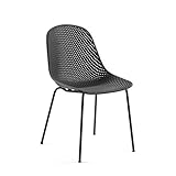  Kave Home - Silla de Comedor Quinby Gris Oscuro de plástico y Patas de Acero en Negro