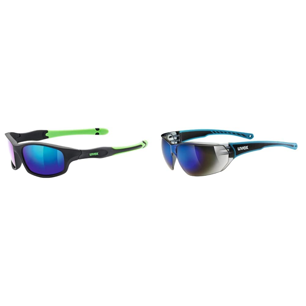 Uvex sportstyle 507 - Sonnenbrille für Kinder - verspiegelt - inkl. Kopfband - black matt green/green - one size & Unisex – Erwachsene, Sportstyle 204 Sportbrille