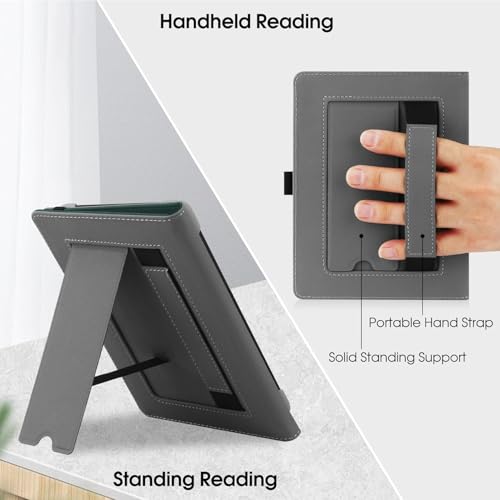 HGWALP Universal Ständer Hülle für 6-7 Zoll eReader,Premium PU Leder Ständer Cover mit Handschlaufe Kompatibel mit Allen 6 6.8 7 Kindle Paperwhite/Colorsoft/Kobo/Tolino/Pocketbook/Sony eReader-MT