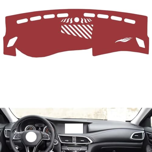 Leather Dash Board Cover mat Compatible with Infiniti Q30，Anti-Slip,Sun Protection Dashboard Cover-red