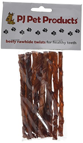 PJ Pet Poducts Rawhide Beef Twists 15 (Pack Of 10), 150 count (Pack of 1)