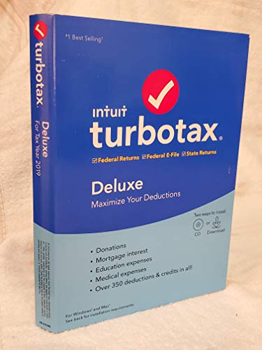Smartree 510285 Turbotax 2019 Deluxe Federal Plus State Tax Software Cd [Pc & Mac] [Old Version] cover