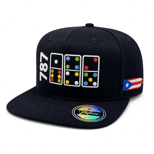 JERGHATS 787 Domino Snapback Hat Puerto Rico Inspired Cap Premium Embroidery Flat Brim Adjustable Fit Urban Streetwear Style
