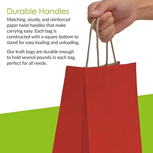 Image of Gift Bags, Red Paper Bags - 10 pcs 8x4x10 inch Small Return Gift Bag with Handles for Birthday, Party Favor- Craft Totes-Paper Carry Bags- Gift Covers (Pack of 10)