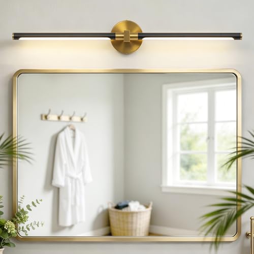 31" Black and Gold Vanity Light Bathroom Light Fixtures Over Mirror, 360° Rotatable LED Brushed Gold and Black Vanity Lights for Bathroom Lights,18W 4000K Modern Vanity Light Bar for Bedroom Hallway