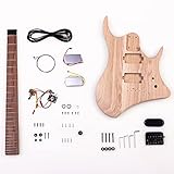 UXG DIY Headless Electric Guitar kits, Elm Body, H-H Pickup Configuration, Natural