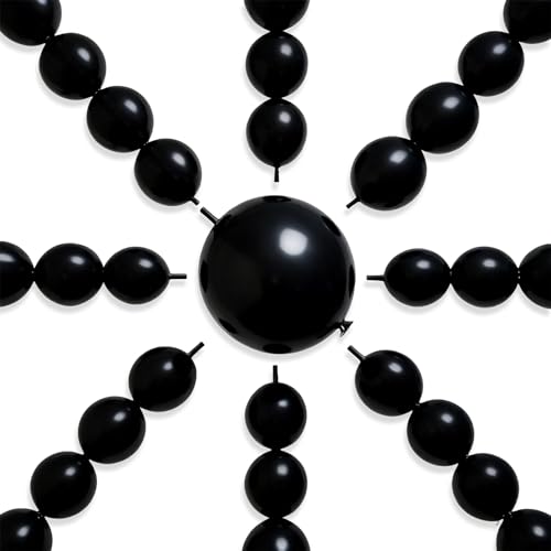 PartyWoo Black Linking Balloons 100pcs 6 Inch Black Link Balloons
