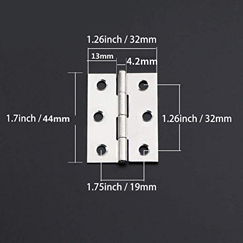 Tambee 40Pcs 1.7Inch Folding Butt Hinges Cabinet Cupboard Closet Door Home Furniture Hardware Stainless Steel Silver Tone #TOP1