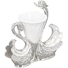 Swan Base Holder 6 Spoons Set, Exquisite Decorative Swan Shape Dinnerware Set Multipurpose for Fruits for Desserts (Silver)