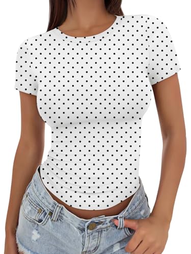 Image of Trendy Queen Womens Basic T Shirts - Stretchy Soft Slim Fit Short Sleeve Y2k Cute Summer Crop Workout Tops