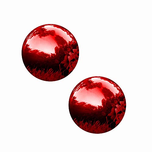 Gazing Balls - 3/4/5/6" Red Stainless Steel Balls,Shiny Gazing Globe for Gardens and Yard, Pack of 2 (5inch)