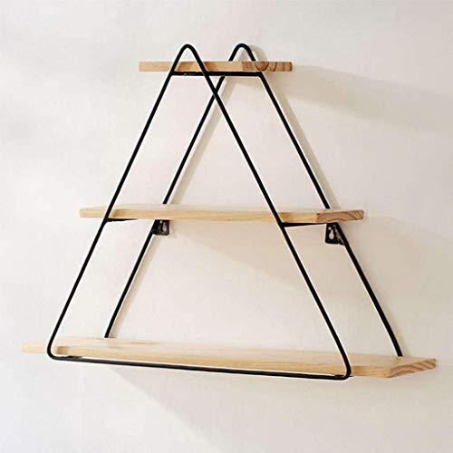 Clgzs Wall Shelf-Floating Shelves, 3 Tier Geometric Diamond Wall Shelves, Wood And Metal Art, Rustic Farmhouse Decor Size: 70X22X50Cm #TOP2