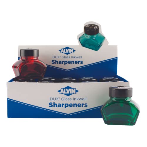 Alvin Glass Inwell Pencil Sharpeners 10 Case Pack Red, Blue, Green #TOP11