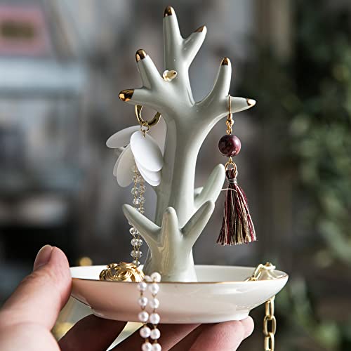 Wanya Ceramic Coral Ring Holder, White Tree Ring Dish For Jewelry, Christmas Gifts For Women Girls Birthday Wedding Graduation Valentines Bday Gift #TOP5