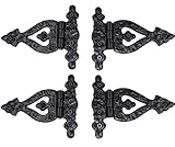 The Metal Magician Black T-Strap Hinges, Pack of 4 Heavy Duty Barn Door Hinges (5.2' x 4.5') for Wooden Fences Heavy Duty, Decorative, Farm Gate Hinge (Black)