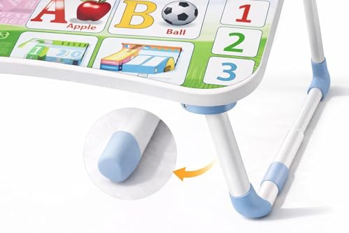 Image of Printed Wooden Study Desk for Kids, Foldable & Portable Laptop Table for Bed, Large Kids Activity Table with Non-Slip Legs, Multipurpose Breakfast Tray & Picnic Table (ABCD)