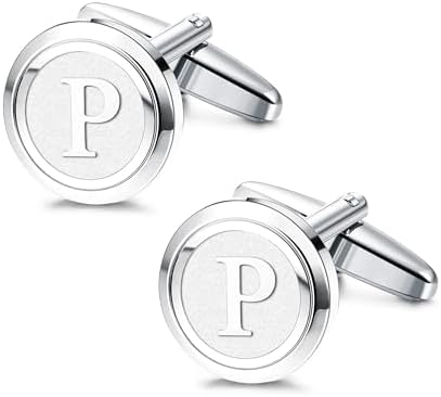 LOYALLOOK Initial Gold Cufflinks for Men Gold Cuff Links Personalized Copper CuffLinks Letter Cufflinks Gift for Groom Husband Father