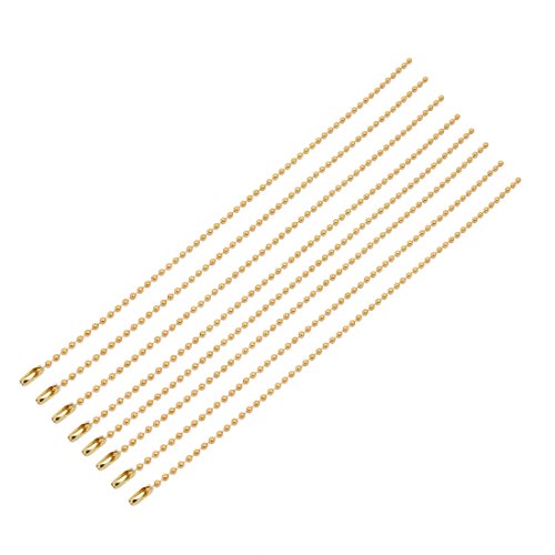 Aexit 8Pcs 2.4mm Lighting fixtures and controls Diameter Copper Beaded Connector Ball Key Chain Gold Tone 20cm Length