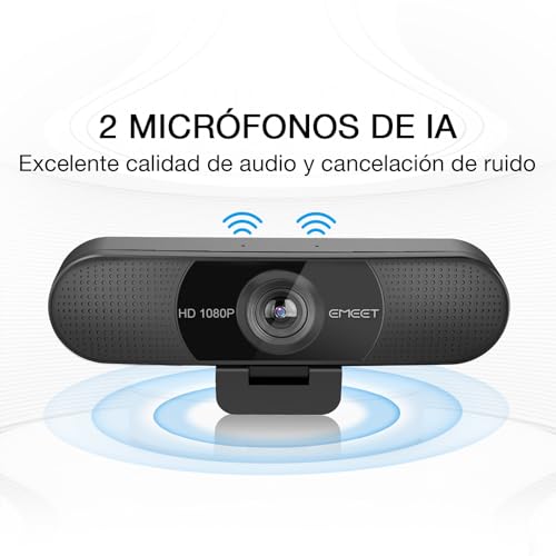 EMEET Webcam 1080P con Micrófono C960 Cámara Web de Transmisión de 2 Micrófonos con Cubierta de Privacidad, Vista de 90°, Webcam USB Plug & Play para Llamadas/Conferencias, Zoom/Skype/Youtube - imagen 4