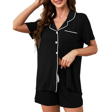HNG Nursing Pajamas For Women Black,2XL Cover