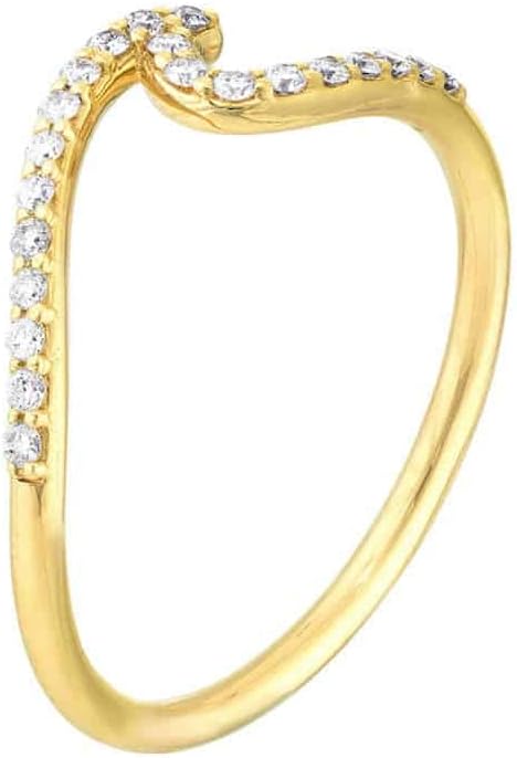 WJD Exclusives 0.16CTW Natural Diamond 14K Gold Wave Cocktail Ring