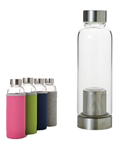 Botella para té 380 ml con tapa color rosa miniatura 7