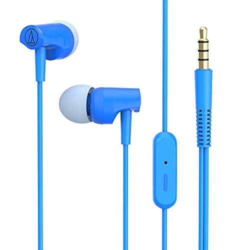 Audio-Technica ATH-CLR100iSBL SonicFuel In-Ear Headphones with In-Line Microphone & Control, Blue