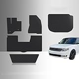 TOUGHPRO Floor Mats Accessories Set + 3rd Row + Storage Mats Accessories for Ford Flex 2nd Row All Weather Black Rubber 2013 2014 2015 2016 2017 2018 2019