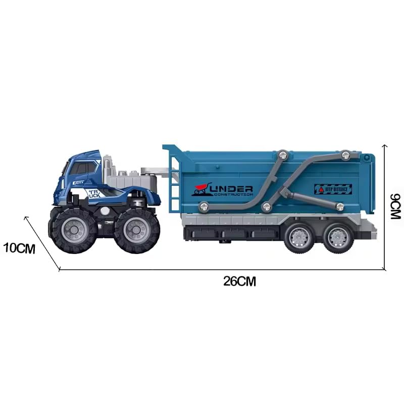 Image of 4WD Die cast Alloy Models Engineering Transport Truck for Kids Boy Girls Children 1:43 Friction Powered Sand Dumper Trailer Tractor Toy Pull Back Vehicle (Multicolor, Pack of 1)