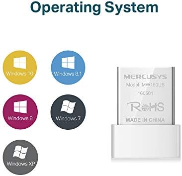 MERCUSYS N150 Wireless Nano USB Adapter, Supports Windows 10/8.1/8/7/XP, Easy set up (MW150US)