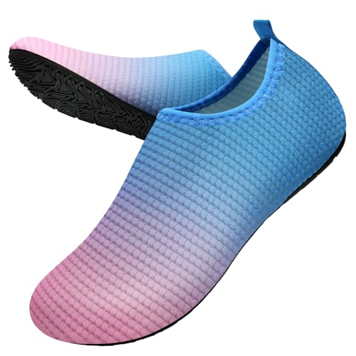 WateLves Zapatos de natación Hombres Agua Mujeres de Playa Aquashoes Secado rápido Descalzos Transpirables de Surf Unisex Playa Piscina YogaBlau Lila-34/35