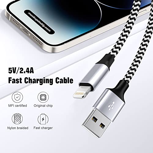 Iphone Charger Cable 3Pack 6Ft, [Apple Mfi Certified] Lightning Cable Cord Nylon Braided Iphone Charger Fast Charging Compatible With Iphone 14 13 12 11 Pro Max Xr Xs X 8 7 6 Plus Se/Ipad/Ipod #TOP4