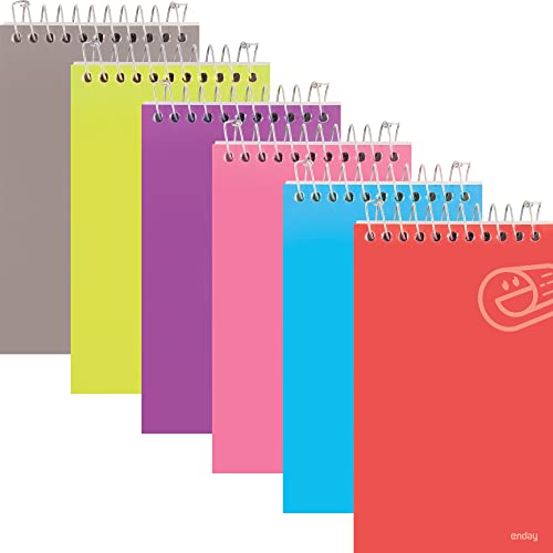 Enday Pocket Notebook, Small Notebooks 3 X 5 Top Bound Small Spiral Notebooks, Memo Pad For Home Office Accessories, 75 Sheets, Mini Notepad In Pink, Purple, Green, Blue, Red, Grey (6 Pack) #TOP17