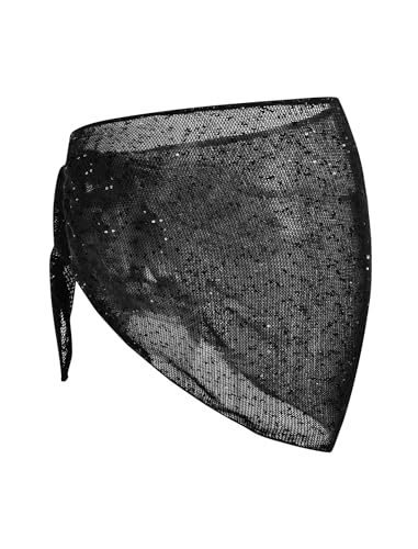 Image of ZAFUL Sarong Coverups for Women Beach Vacation Fishnet See Thru Tie Side Bathing Suit Cover Up Mini Skirt