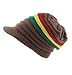 Milani Rasta Ribbed & Slouchy Short Brim Beanie Cap - Cotton and Stripes Brown