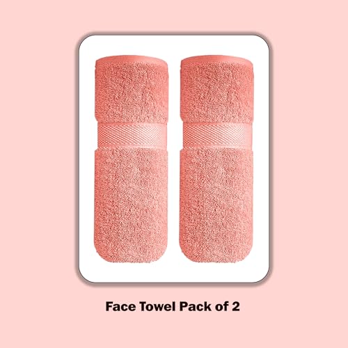Image of Sulfar 100% Terry Ring Spun Cotton Face Towel - Quick-Dry, Highly Absorbent (480 GSM) (30 x 30 Cm) Coral Pink (Pack of 2)