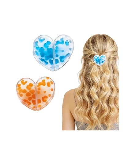 Image of 2 Pcs Hair Clutchers for Women, Magnetic Hair Clip, 2-in-1 Section Clips for Hair Styling, Daily Use and Professional Salon Clutcher Hair Accessories, Black Brown Print Hair Claw Clips (Heart-shaped Blue and Orange Leopard Print)
