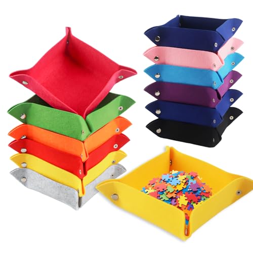 12Pcs Puzzle Sortierer Schalen Filz, Bunt Puzzle Sortierer, Stapelbare Filz-Aufbewahrungsboxen, Tragbare Puzzle-Sortierschale, Zubehör Puzzle Sortierer mit Druckknöpfen, zur Aufbewahrung für 500-2000